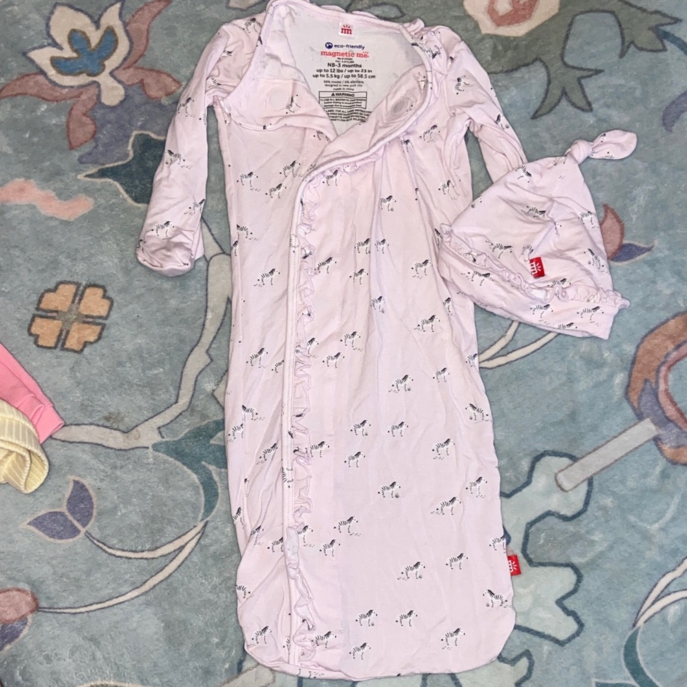 Magnetic Me Light Pink Unicorn Swaddle Gown & Knot Hat